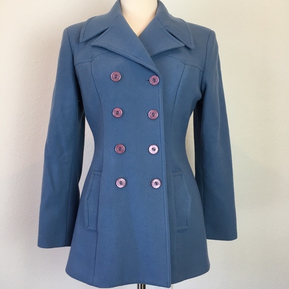 bebe Jackets & Blazers - BEBE wool blend blue pea coat EUC Size:  M